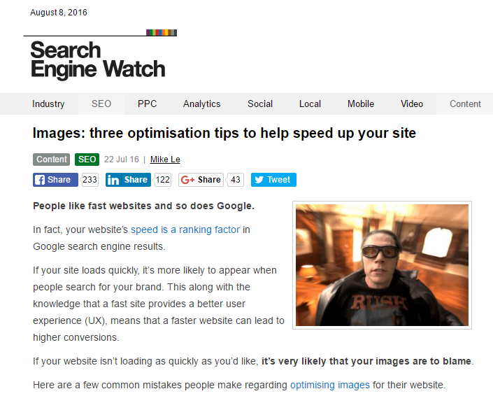 Images - three optimisation tips to help speed up your site - Mike Le CB/I